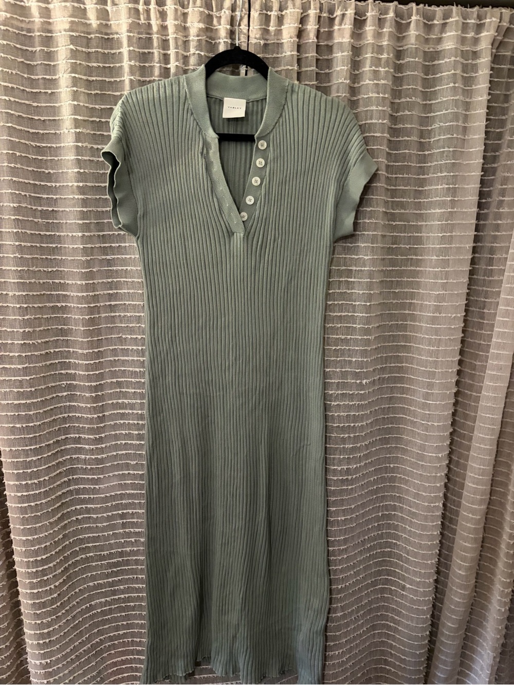 Ribbed Knit Varley Maxi Dress in Sage Green